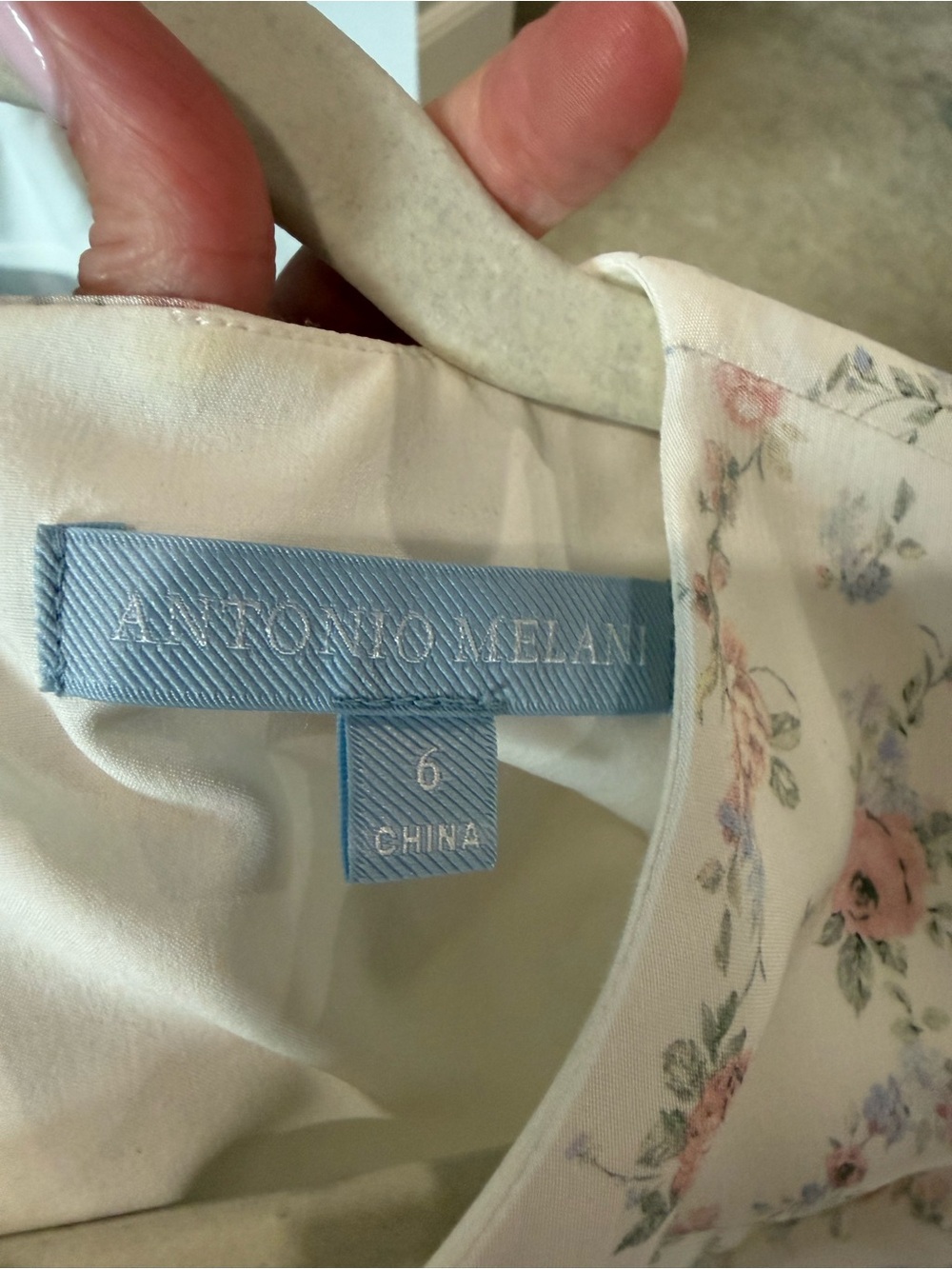 ANTONIO MELANI Cream Midi Dress with Pink Floral Print - Picture 4 of 4